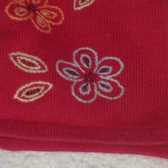 Alfred Dunner Women's Red Flower Embroidered Padded Cardigan Sweater Size Large - Picture 7 of 13